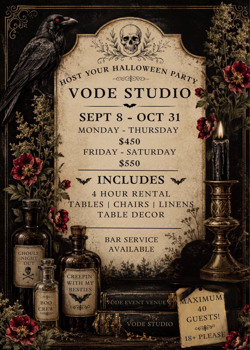 Host Your Halloween Party flyer for Vode Studio